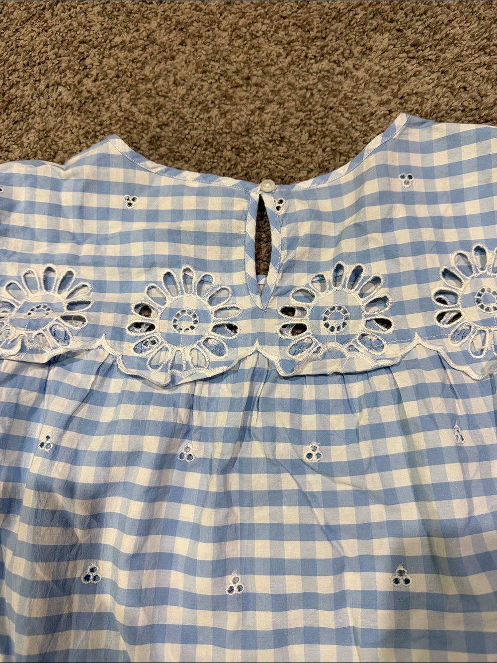 crown & ivy Light Blue Gingham Eyelet Blouse - Picture 7 of 8